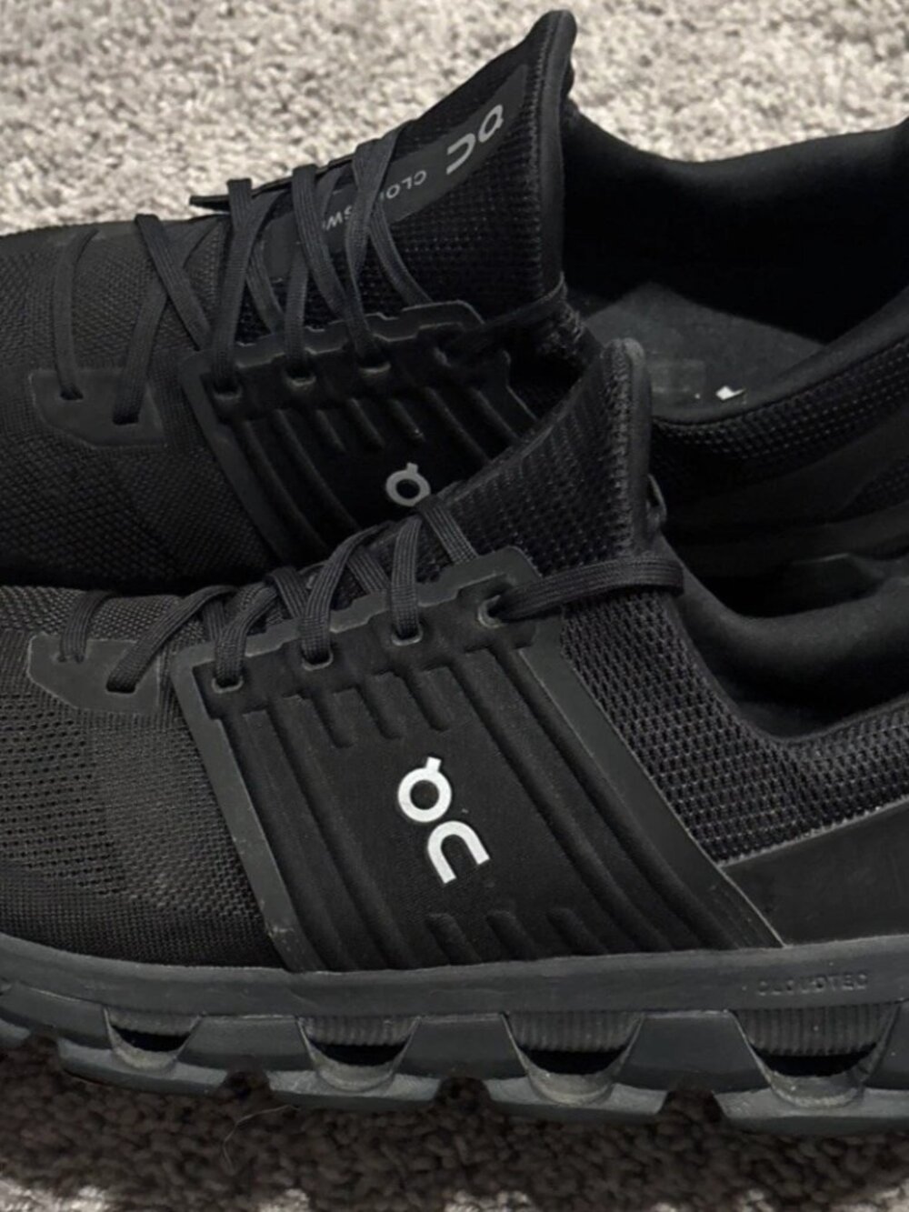 On Cloudswift 3 AD All Black Mesh Low Top Running Shoes Sz 13 Mens